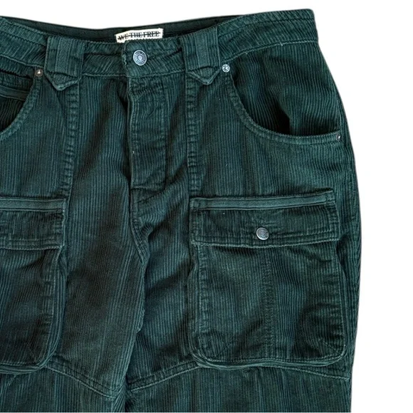 EUC Free People London Calling Moto Corduroy Pants Pine Green Size 29 - Picture 5 of 10